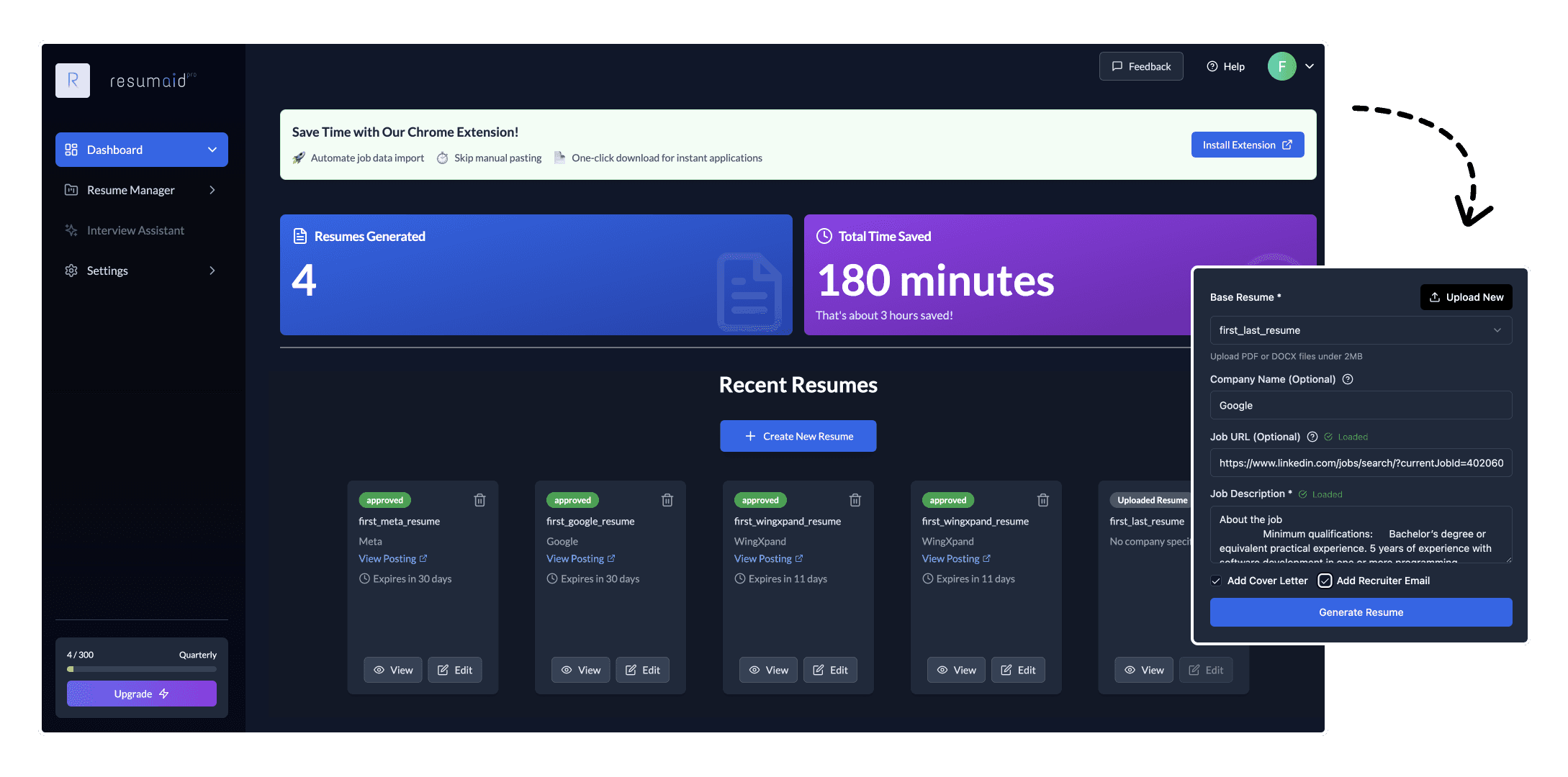 ResumaidPro Dashboard